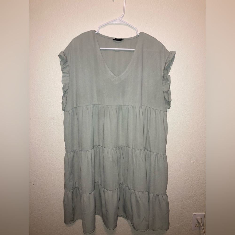 PASTEL GREEN MINI SHEIN DRESS; SIZE 2XL